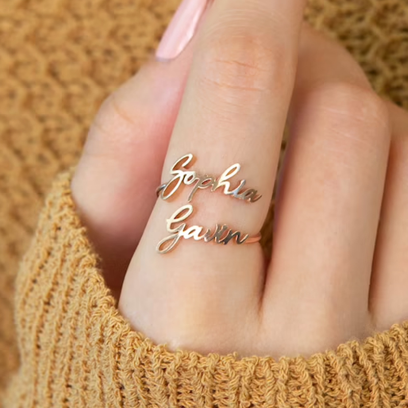 Initial Ring Custom - Özel Çift İsimli Yüzükler Kadın Erkek